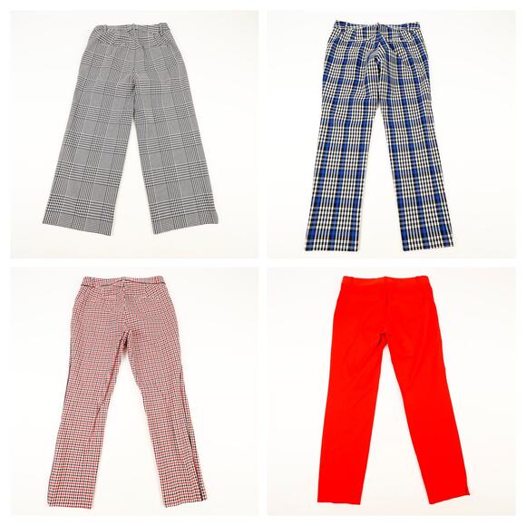 Lot of 4 Banana Republic Womens 6 Pants Slone Fit Wide Tapered Leg Plaid - Picture 3 of 9